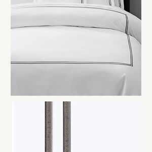 Restoration Hardware White Duvet Cover & Shams with Graphite Trim